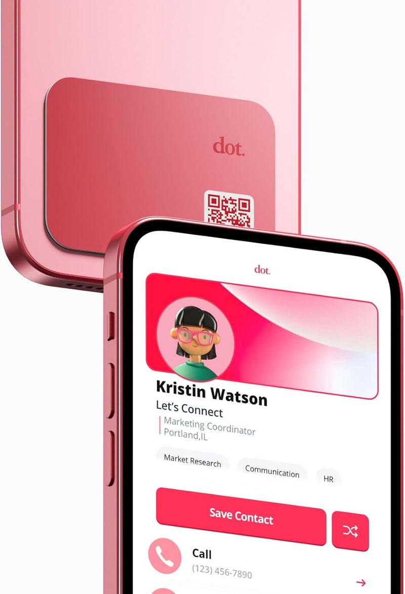 Dot . Thin - Digital Business Card - Tap Compatible with iPhone & Android (Red) - Image 1